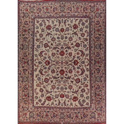 Vegetable Dye Floral Najafabad Persian Rug Hand-Knotted Wool Carpet - 9'9" x 13'6"
