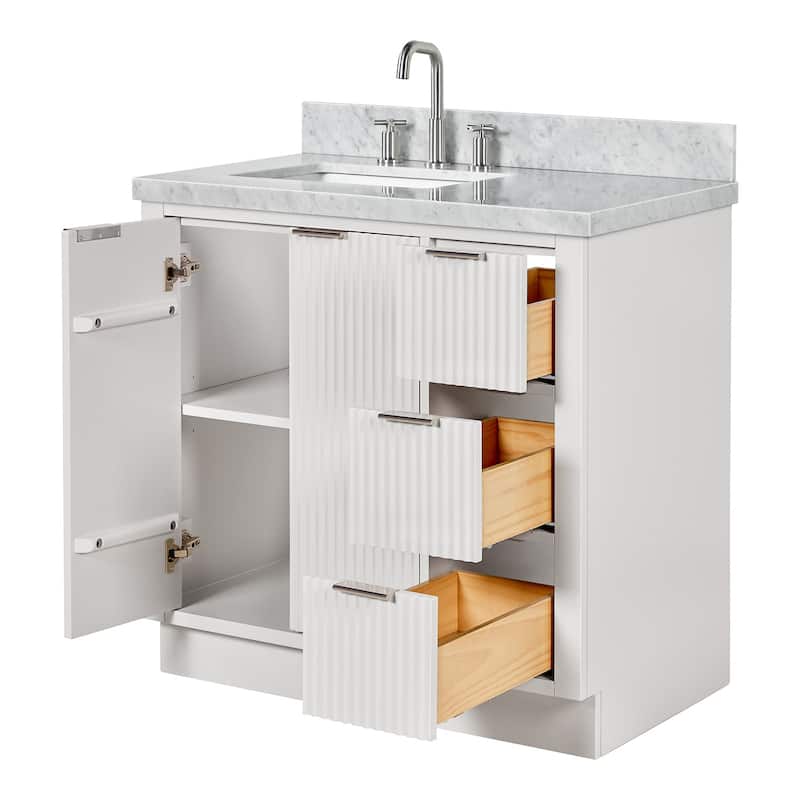 Ariel P37LCWRVO Milan 37" Free Standing Single Basin Vanity Set with