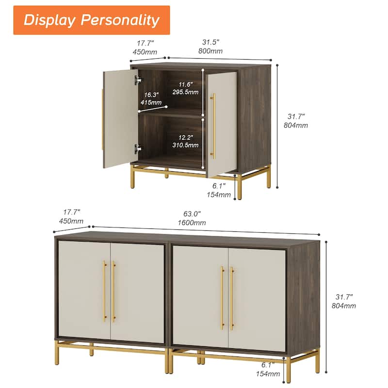 WAMPAT Modern Sideboard Buffet with Leather-Textured Doors