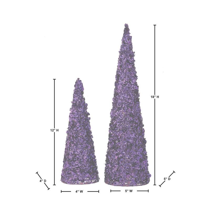 12/18" Glamour Sequin Tree Set of 2