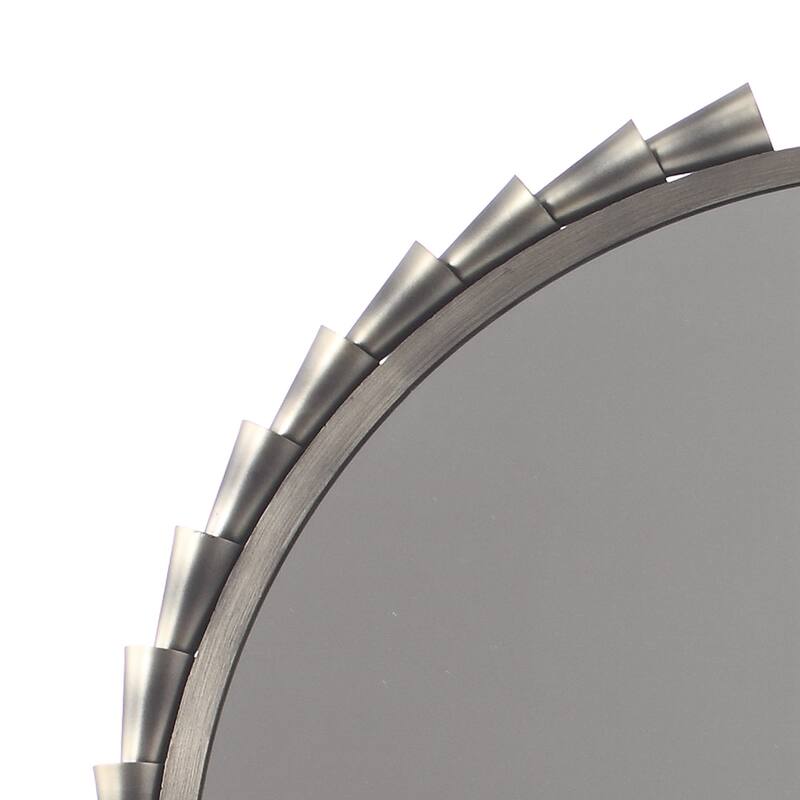 37" Industrial Chrome Framed Round Decorative Wall Bathroom Vanity Mirror