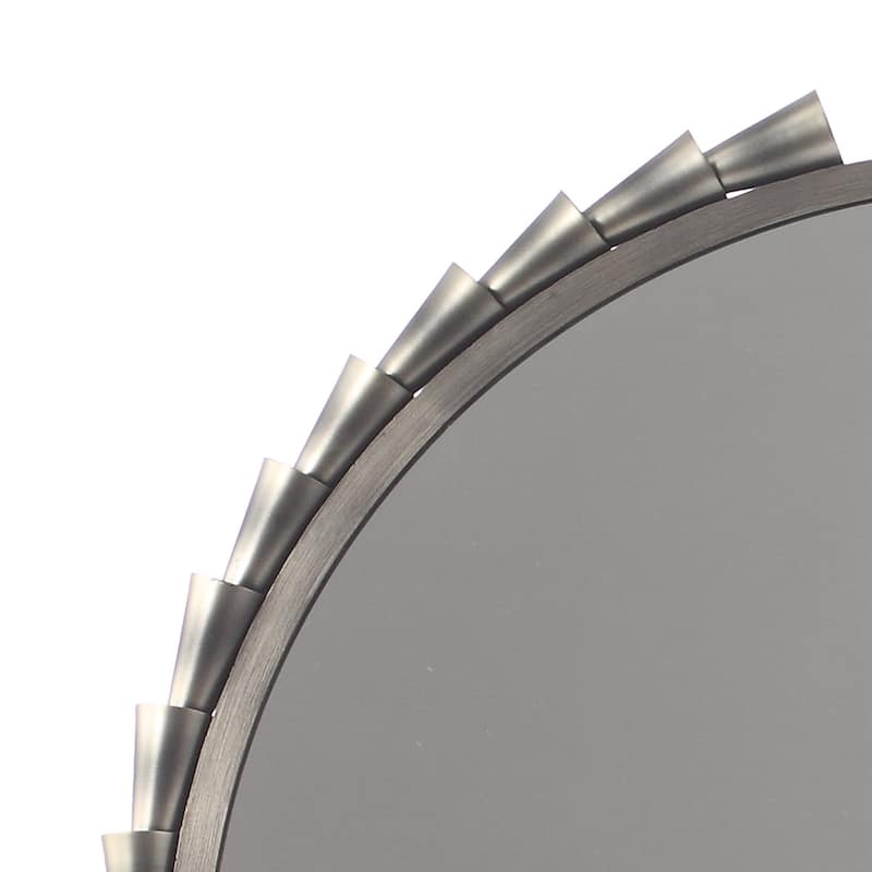 37-in Industrial Chrome Framed Round Decorative Wall Bathroom Vanity Mirror
