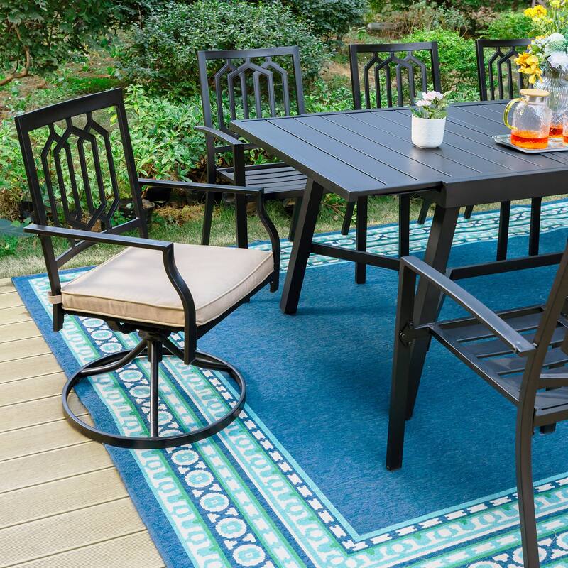 MAISON ARTS 7/9-Piece Outdoor Dining Table Sets with Expandable Rectangular Metal Dining Table & 6/8 Dining Chairs