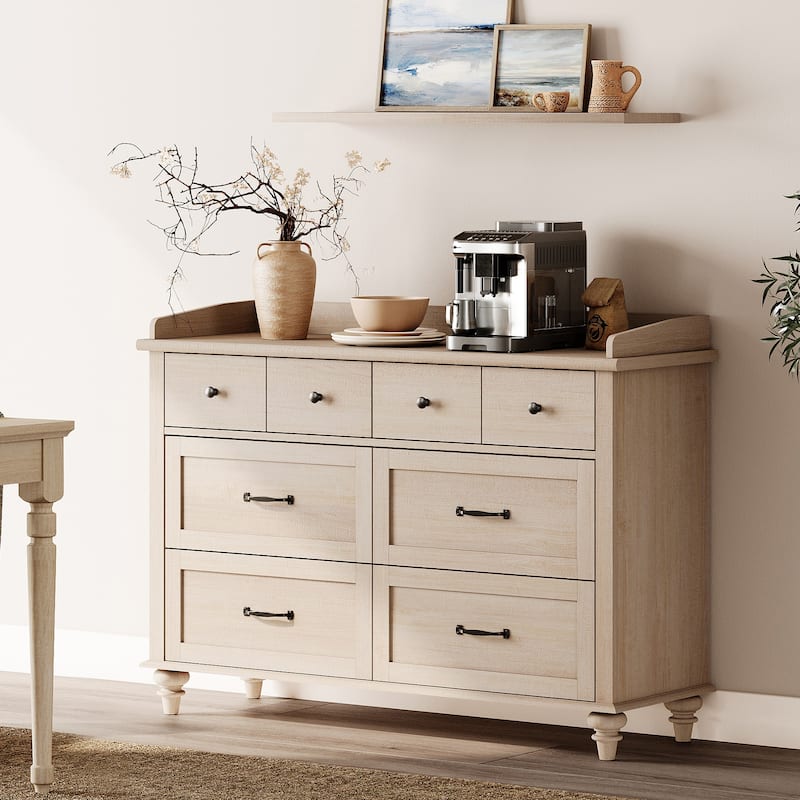 Mid Century Dresser with 5/6 Drawers, Wooden Kids Dresser for Bedroom