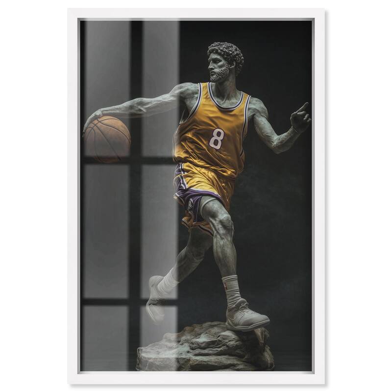 Basketball Yellow Uniform Shadowbox by Art Remedy - White - 10" x 15"