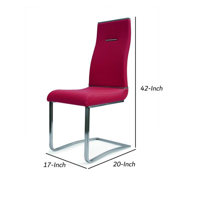 Chrome/Red Faux Leather Upholstered Metal Frame Dining Chair, Set of 2, Sturdy Dining Chair for Dining Rooms - 19