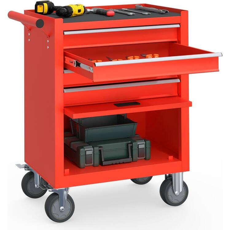 4 Drawers Rolling Tool Chest Metal Tool Cart Storage Cabinet