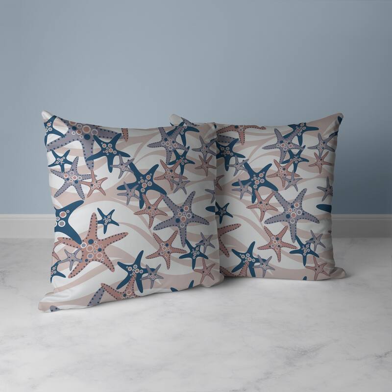 Starfish Sway Faux Suede Reversible Throw Pillow Silver and Rosy
