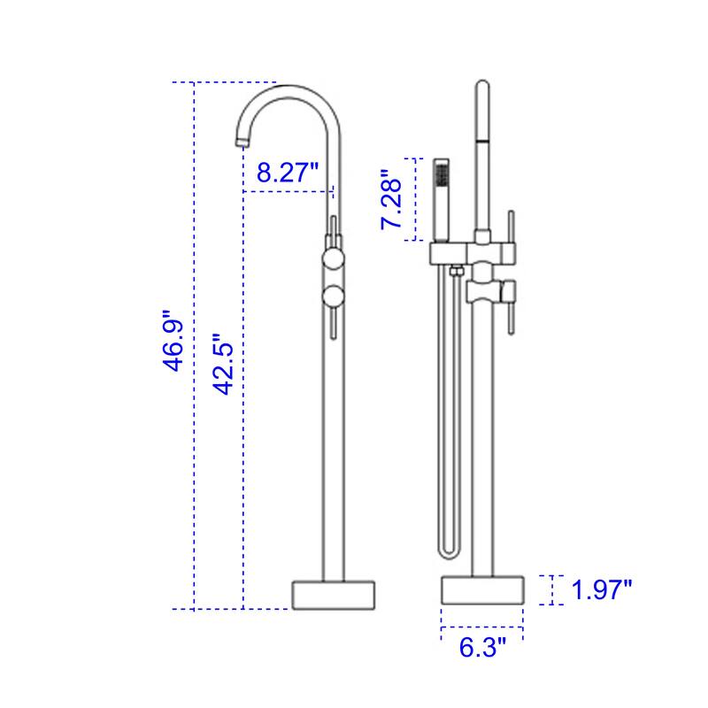 Freestanding Tub Faucet With Hand Shower Bathroom Floor Mounted Tub Filler Double Handle Bathtub Faucets Trim With Sprayer