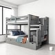 preview thumbnail 1 of 17, Full Over Full Bunk Bed with Storage Drawers and Shelves, Convertible Staircase Bunk Beds with Guardrails,No Box Spring Required Grey