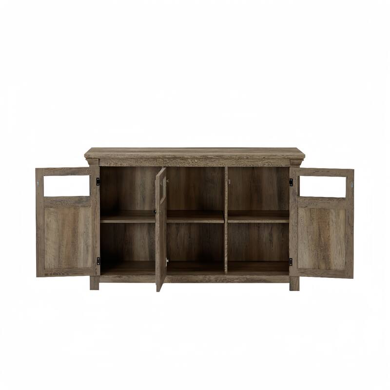 Wooden Sideboard Buffet Cabinet, Kitchen Storage Cabinet with Doors & Adjustable Shelves, Wooden TV Stand Barn Design