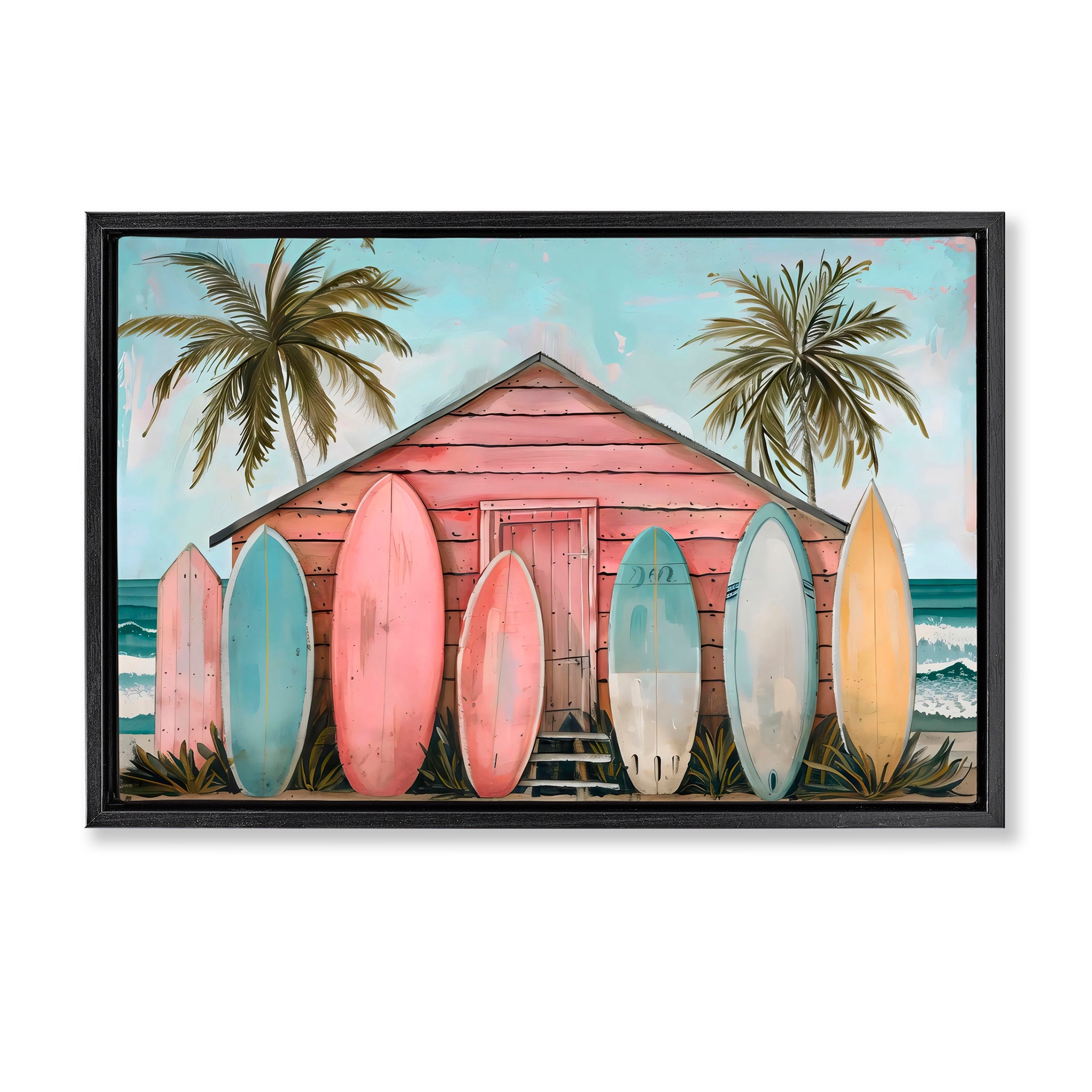 Stupell Pastel Boards Against Cabin Framed Floater Canvas Wall Art Design By LSR Design Studio