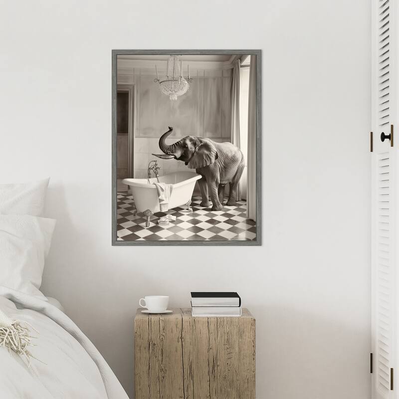 Luxury Lady Elephant by Niky Rahner Framed Canvas Wall Art