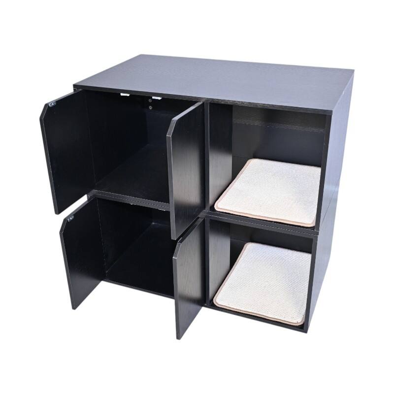 35.83" Cat Litter Box Enclosure Hidden Furniture (Scratch Pad Included), Cat House with Corrugated Cardboard Scratching Pad