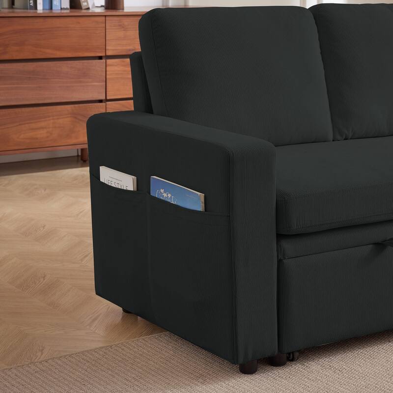 78.94" Pin Striped Fabric Sleeper Sofa