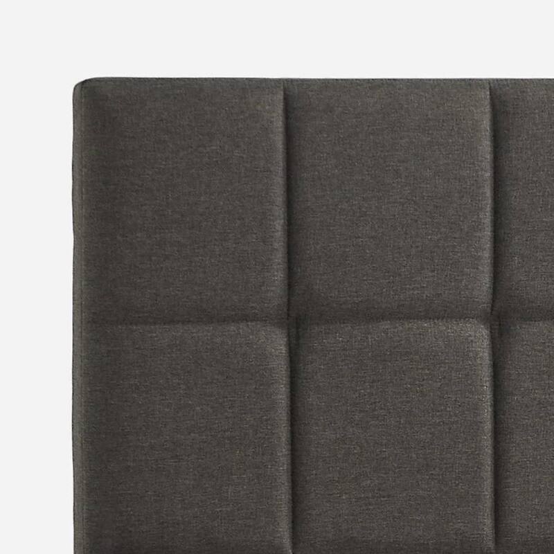 Modern Upholstered Platform Bed with Square-Stitched Headboard Low Profile Bed Frames Grey