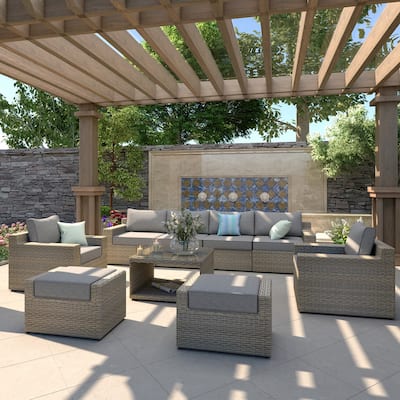 Ventura 9-piece Outdoor Rattan Modular Sectional Chat Set