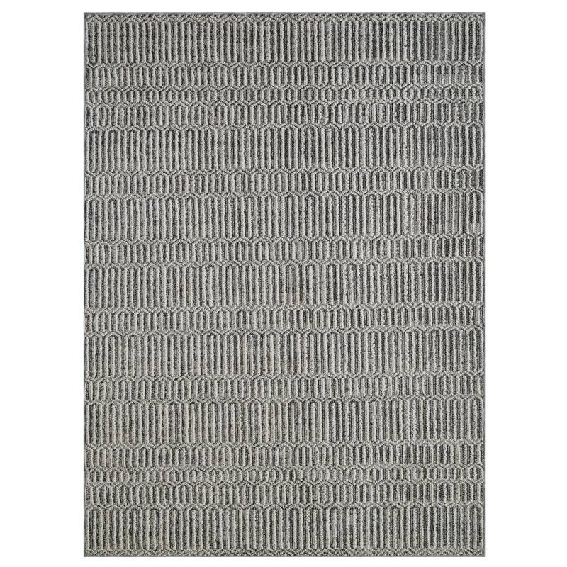 HR Indoor/Outdoor Rugs Striped Pattern Gray Outdoor CarpetLasts Long