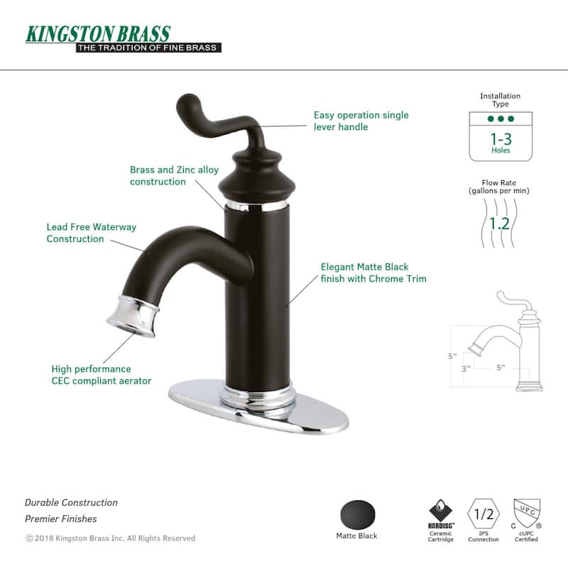 Kingston Brass Royale 1-Handle Monoblock Bathroom Faucet