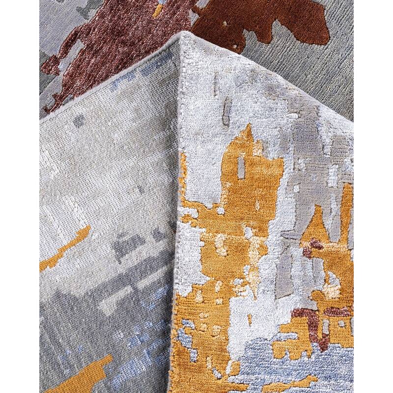 Modern One-of-a-Kind Hand-Knotted Area Rug - Gray, 8' 3" x 10' 2" - 8' 3" x 10' 2"