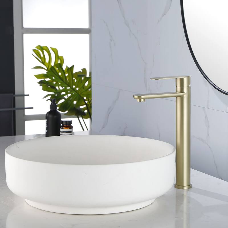 Single Hole Bathroom Vessel Faucet 1 Handle Bathroom Vessel Sink Faucet Modern Basin Vanity High Tall Taps Not Included Drain