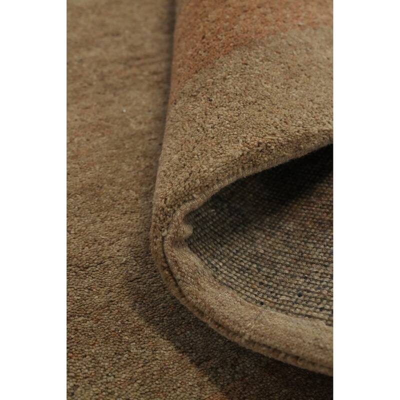 Hand Knotted Oriental 100% Wool Carpet Modern Bordered Brown Gabbeh Area Rug - 9' 11'' X 6' 4''