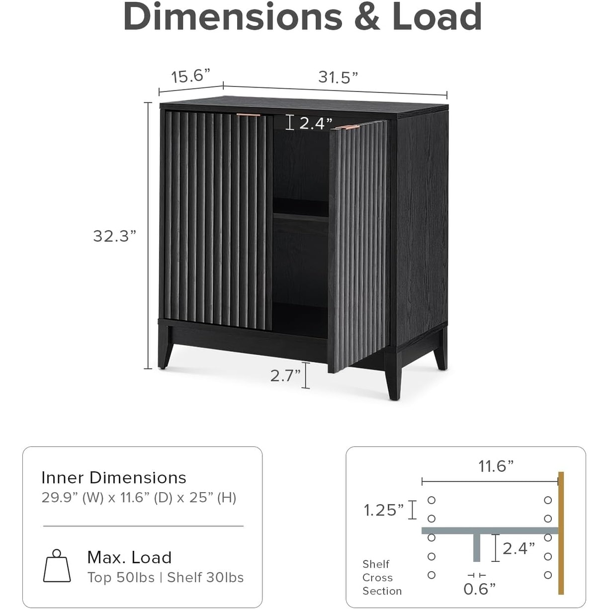Mopio Brooklyn Storage Cabinet, Modern Farmhouse Entryway Accent Cabinet, Buffet Sideboard, Credenza