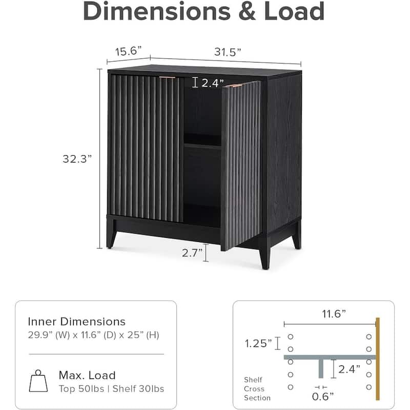 Mopio Brooklyn Storage Cabinet, Modern Farmhouse Entryway Accent Cabinet, Buffet Sideboard, Credenza