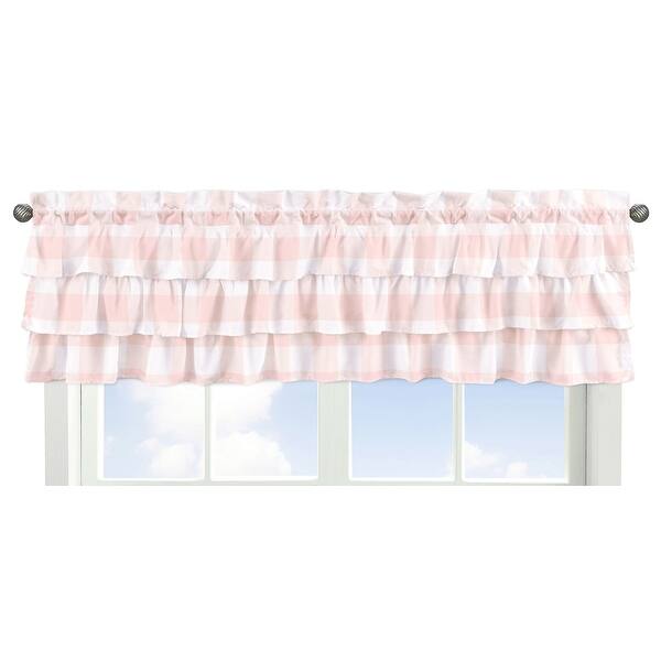 slide 2 of 6, Pink Buffalo Plaid Check Window Curtain Valance - Blush White Shabby Chic Woodland Rustic Country Farmhouse Tiered Ruffled