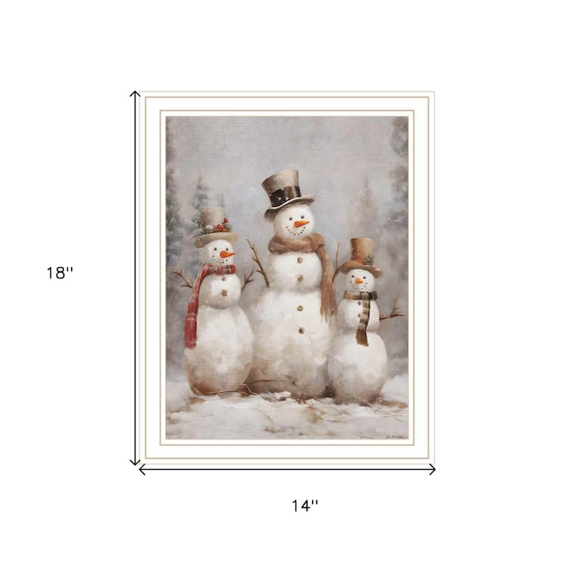 HomeRoots Snowman Trio White Framed Wall Art
