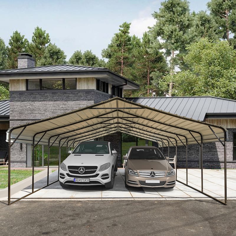 Heavy-Duty Metal Carport with Upgraded Galvanized Steel Roof – Ideal Shelter for Cars, Boats, and Tractors