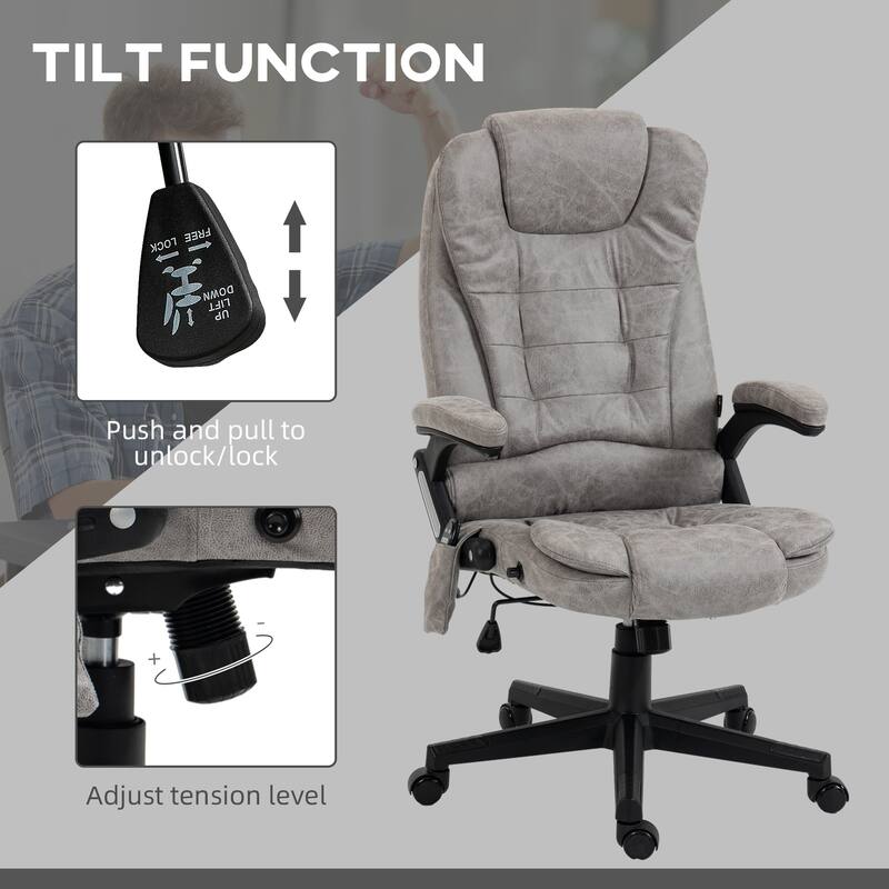 Height Adjustable Massage Office Chair with Lumbar Heating and 6 Vibration Points Swivel Wheels - 25.5"W x 28"D x 43.25"-47.25"H