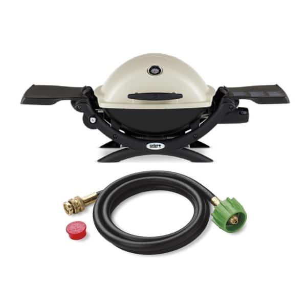 Weber Q 2200 Gas Grill - LP Gas (Titanium) with Adapter Hose - Bed 