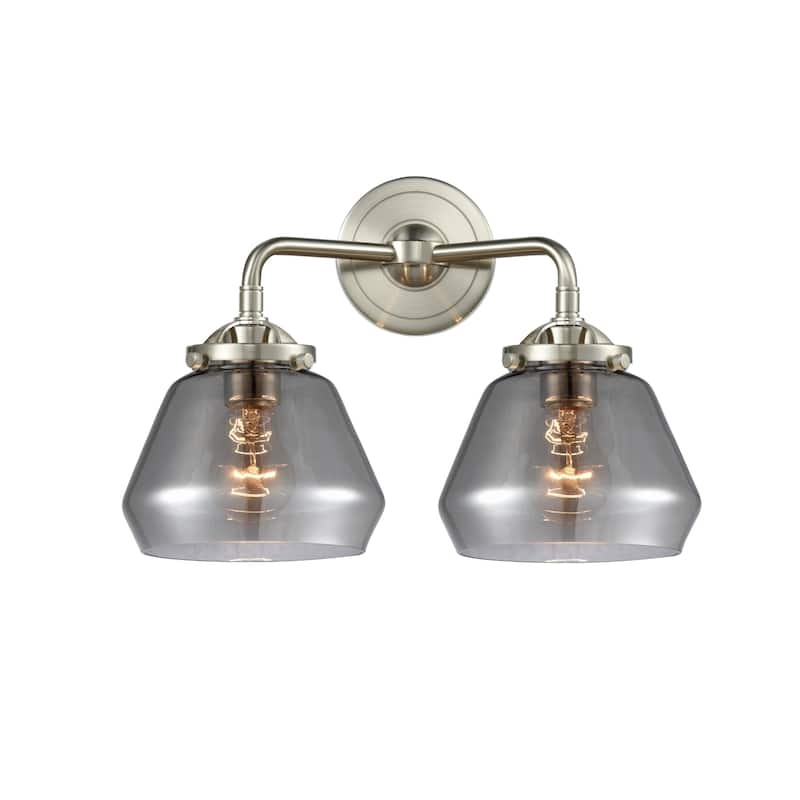 Innovations Lighting Fulton 2 Light 15" Wide Bathroom Vanity Light - Brushed Satin Nickel / Smoked