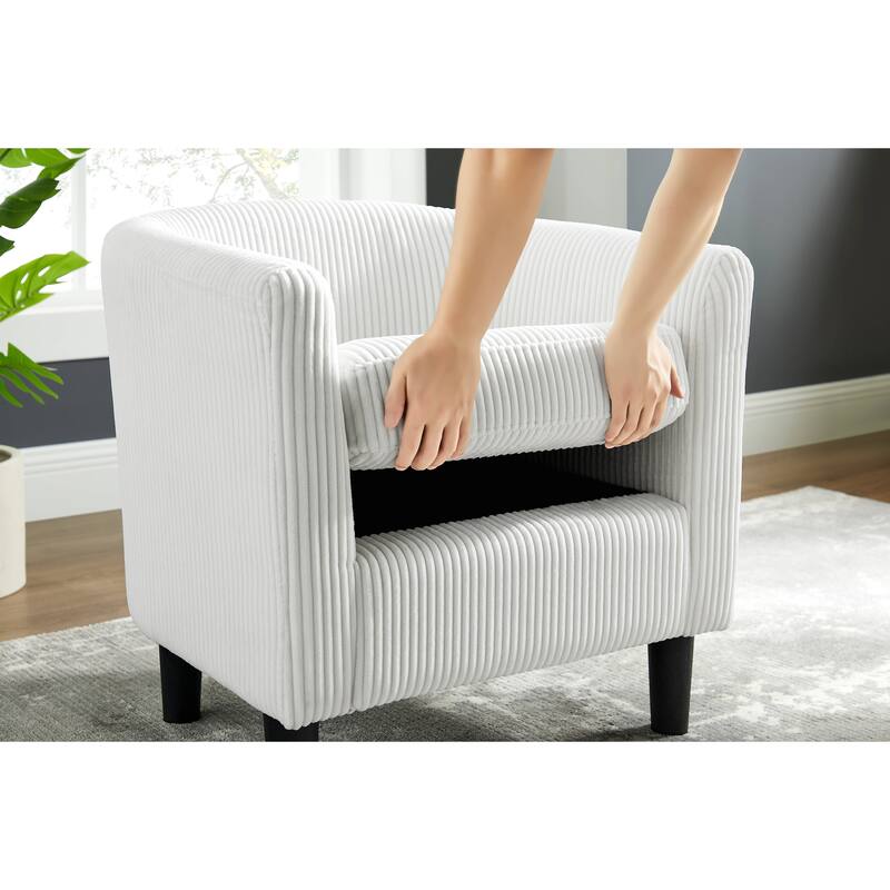 Modern Fabric Sofa Chair with Armrests and Footstool, Suitable for Living Room, Bedroom, and Office