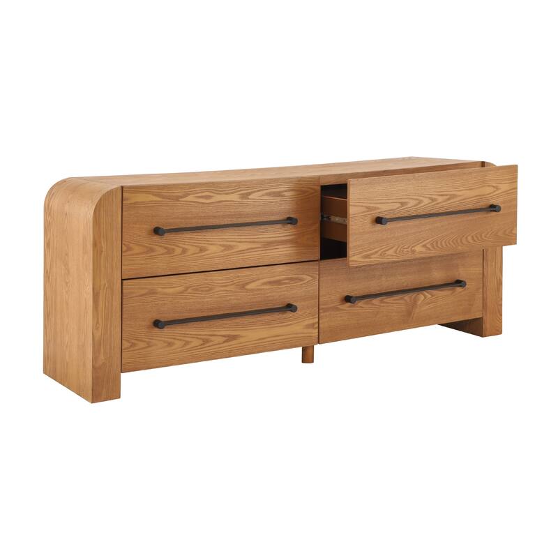 Christopher Knight Home - Nova Contemporary Natural Ash Veneer 4-Drawer Dresser with Sleek Black Handles