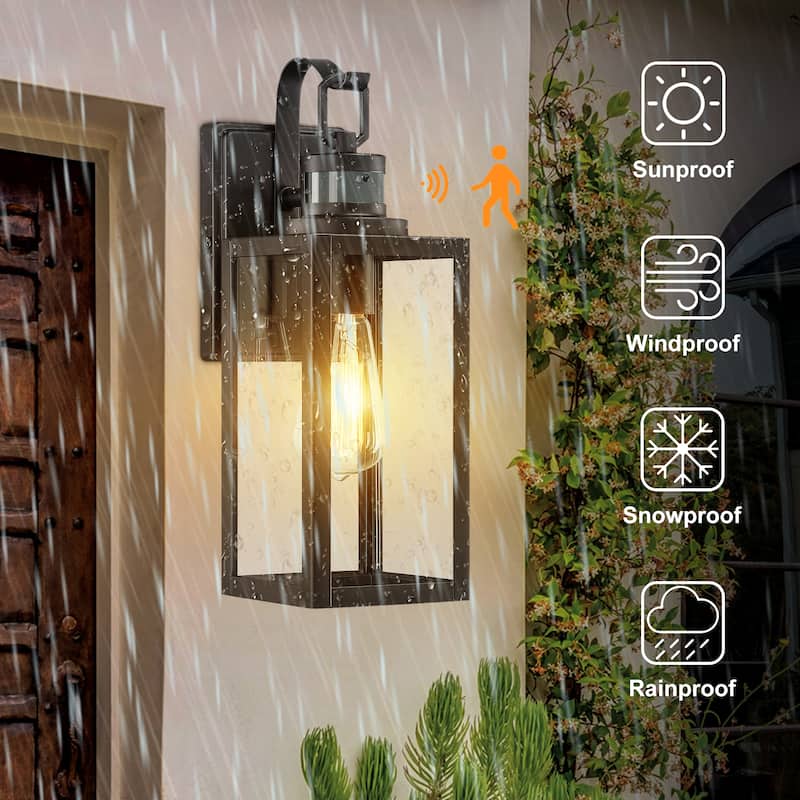 1-Light Motion Sensor Outdoor Wall Light - Matte Black