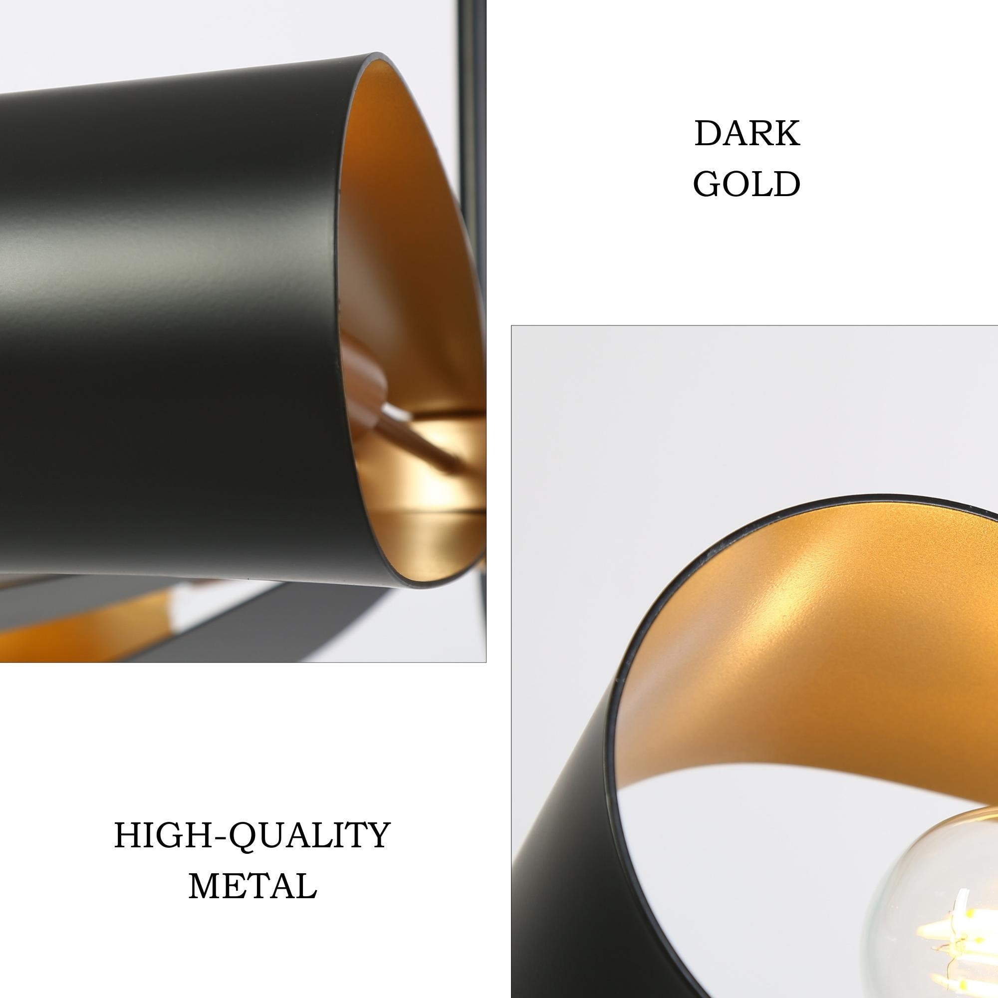 Modern Industrial 8-Light Chandelier Black Gold Floral Pendant