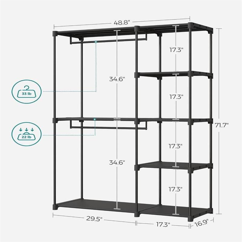 Freestanding Closet Organizer -  48.8"L x 16.9"W x 71.7"H