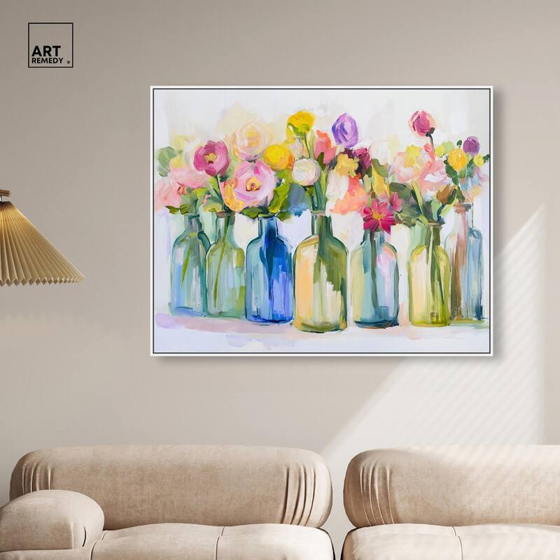 Bottles and Blooms Canvas by Art Remedy
