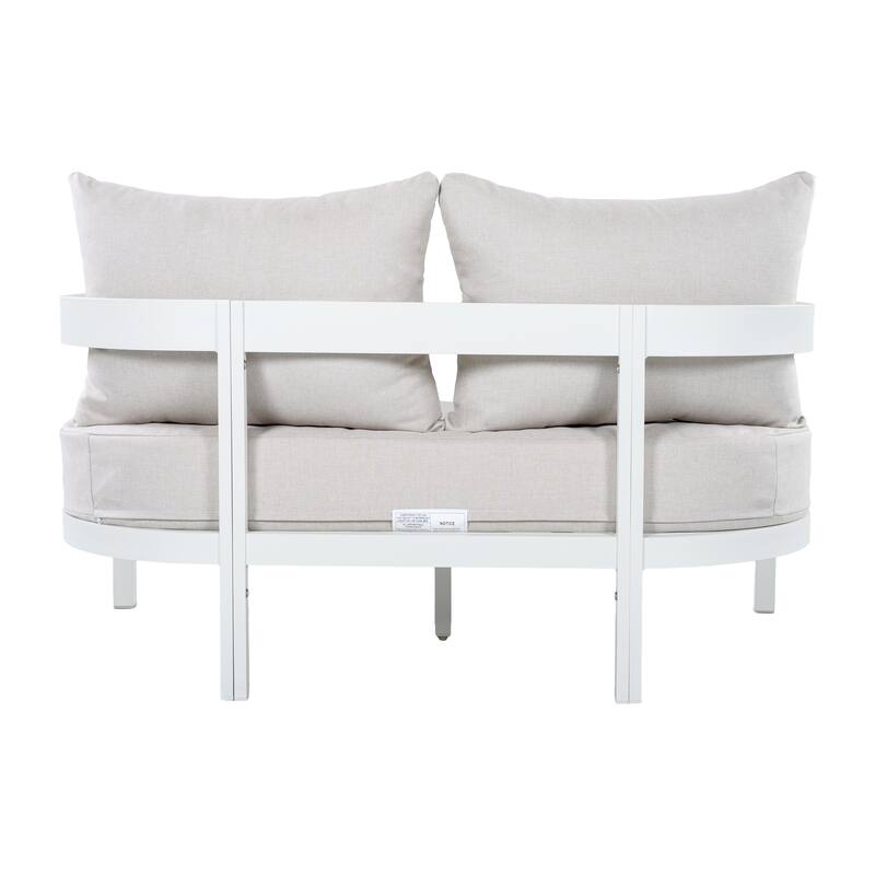 Christopher Knight Home - Modern 52.6" Outdoor Curved Back 2-Seater Loveseat with Aluminum Frame & Water-Resistant Cushions
