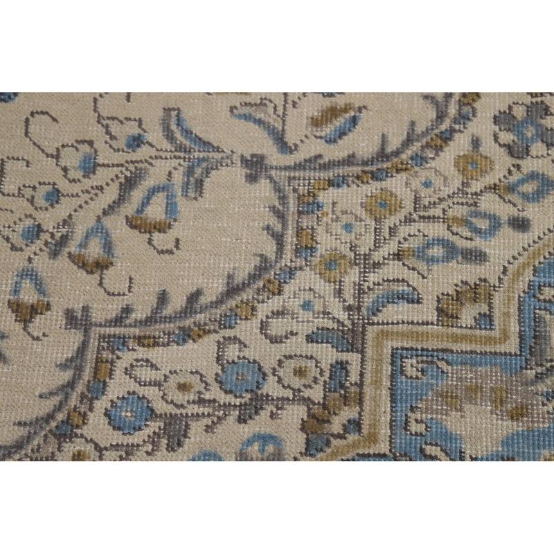 Tabriz Persian Area Rug Traditional Beige Handmade Wool Carpet - 6'9"x 9'1"