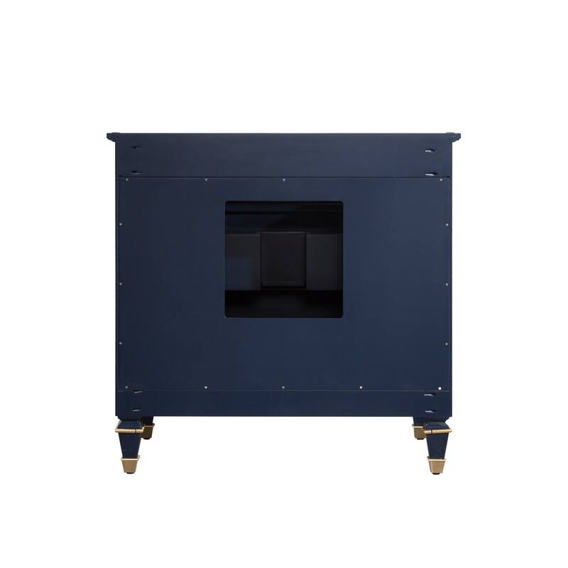 35'' H X 36'' W Solid Wood Bath Vanity with Stain-resistant Carrera White Quartz Top and Single Sink