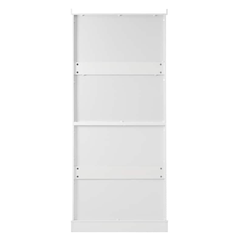70" Tall Freestanding Bathroom Linen Cabinet with 2 Adjustable Shelves Glass Door Cabinet and 3 Drawers