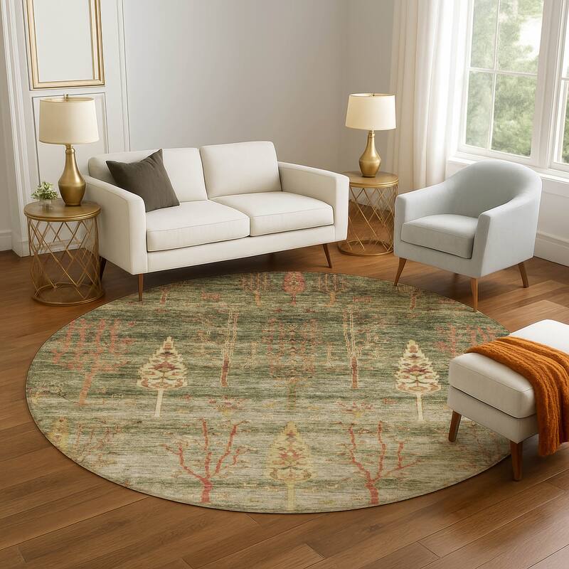 Premium Washable Super Soft Global Boho Mayfield Rug - Aloe - 8' x 8'