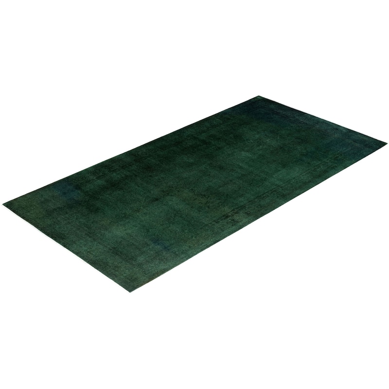 Fine Vibrance One-of-a-Kind Hand-Knotted Runner Rug - Green, 5' 1" x 10' 0" - 5' 1" x 10' 0"