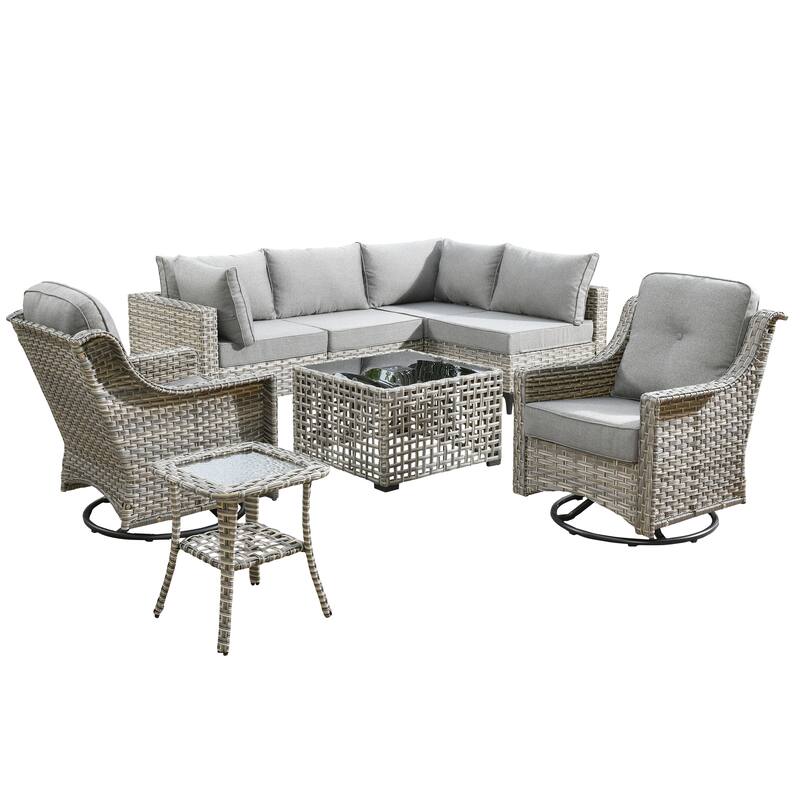 XIZZI 8-piece Rattan Wicker Outdoor Patio Furniture Set with Swivel Chair