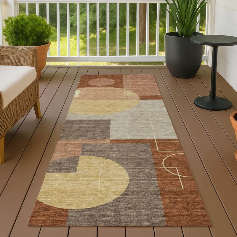 Machine Washable Indoor/ Outdoor Modern Filly Chantille Rug - Paprika - 2'3" x 7'6"