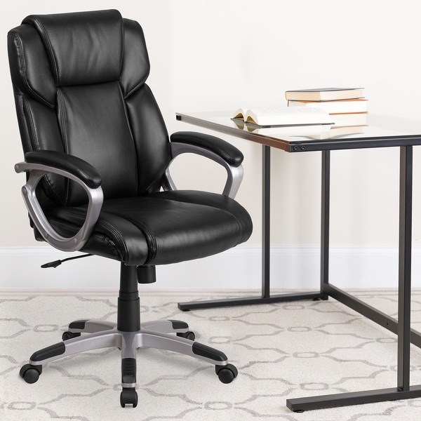 Mid-Back LeatherSoft Executive Swivel Office Chair with Padded Arms. Opens flyout.