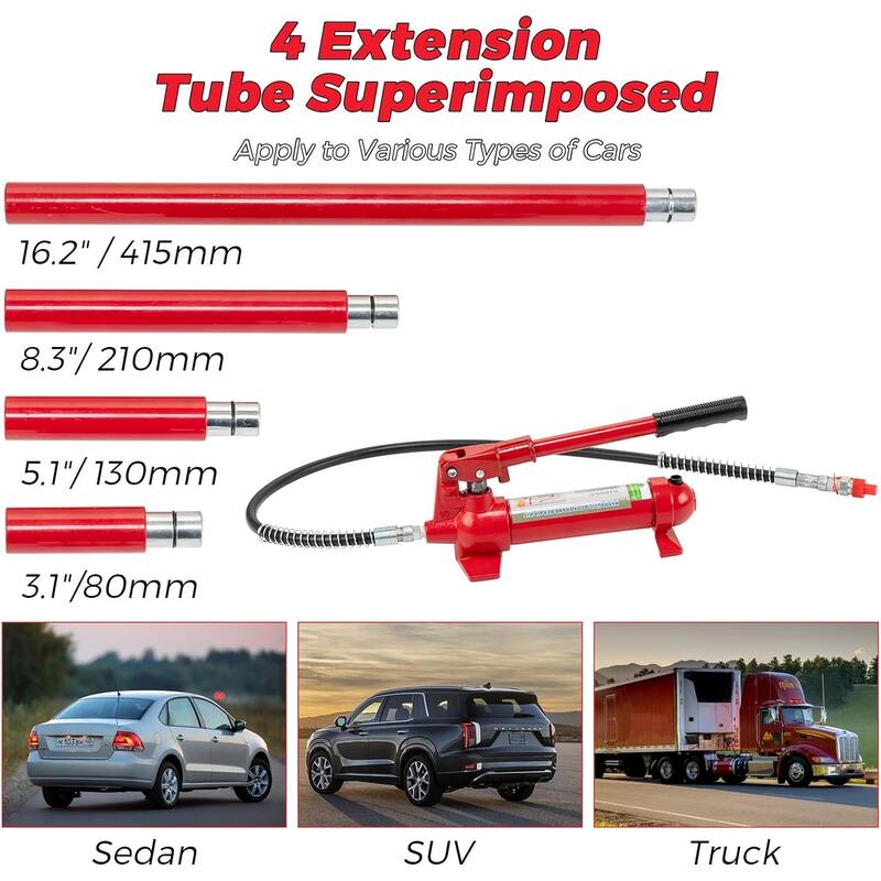 Power Hydraulic Jack Kit, Auto Body Frame Repair Kit, Storage Case, Large Capacity